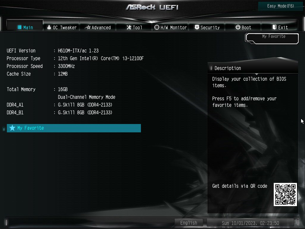 BIOS menu