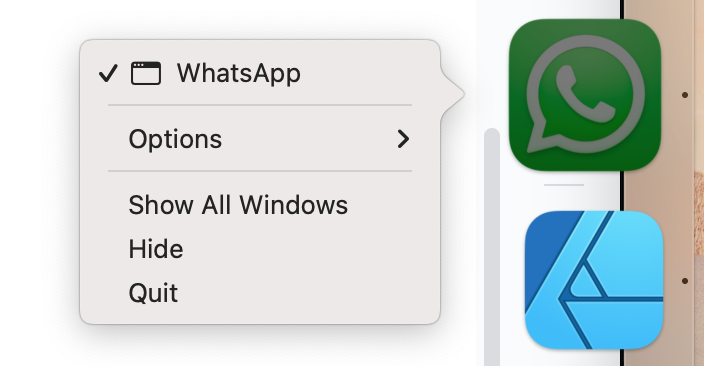 macOS app right-click option