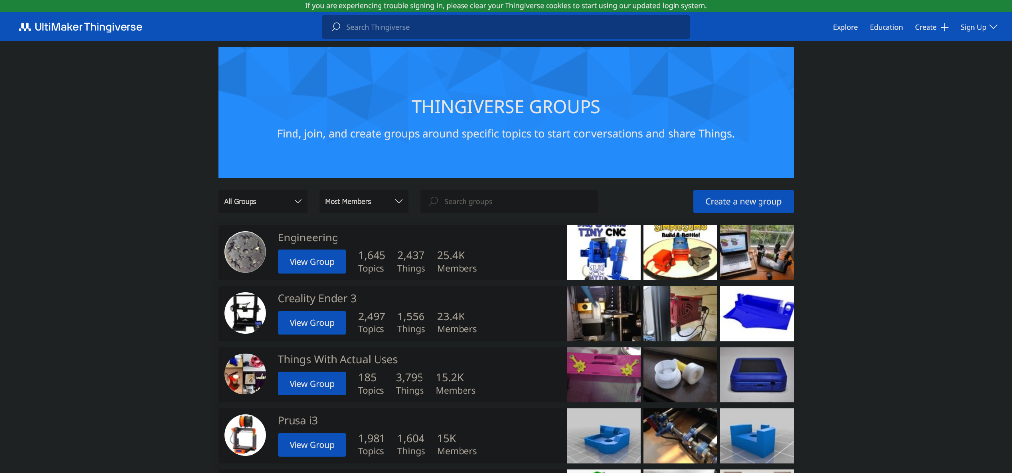 Thingiverse groups