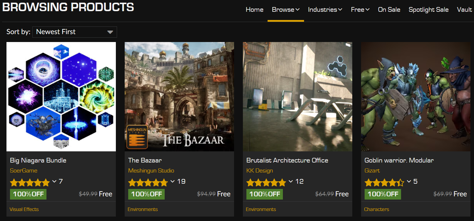 Unreal Engine Marketplace free assets