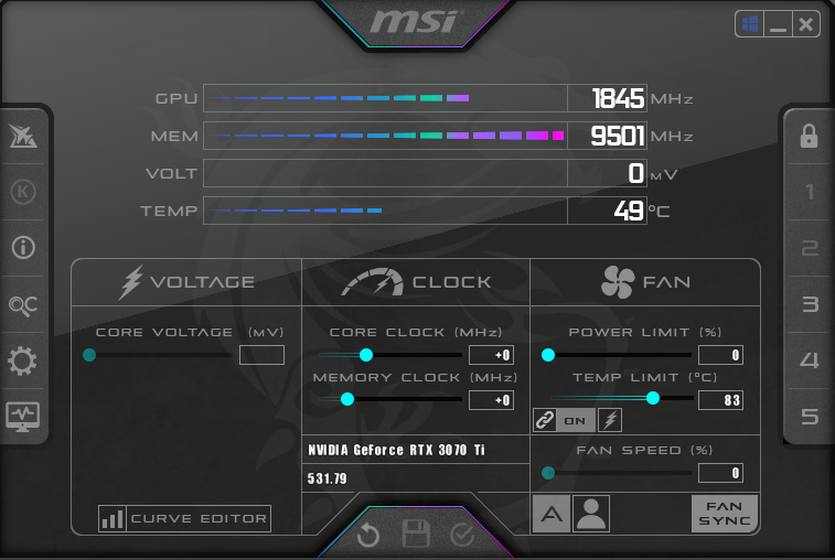 MSI Afterburner version from MSI website
