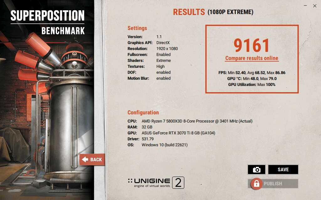 Unigine Superposition 1080p Extreme: Stock Settings 
